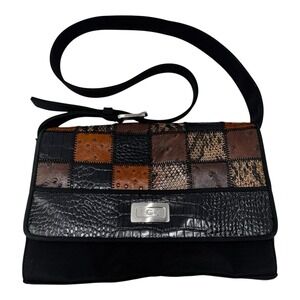EGO Patchwork Black Brown Multicolor Small Handbag Shoulder Bag